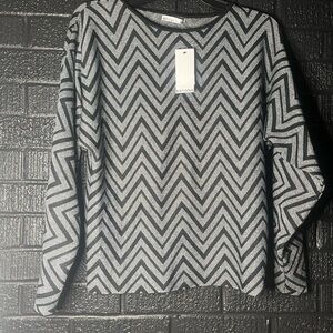 Zigzag Long Sleeve Top - Black and Gray
